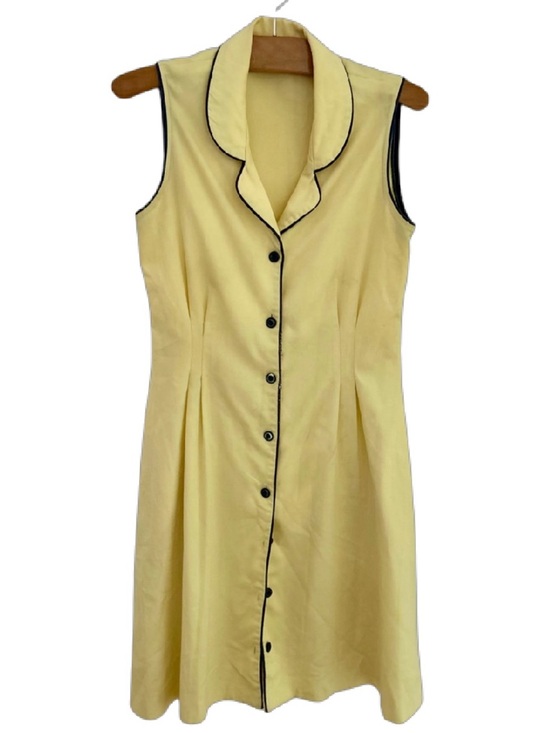 Vintage Dresses & Skirts - Vintage 80s 50s Inspired Yellow Fit & Flare Midi Dress Sleeveless M